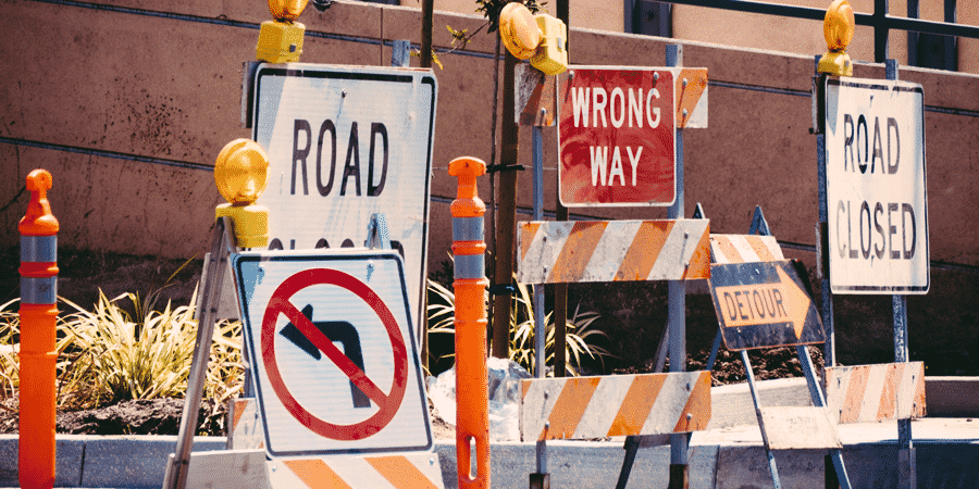 Road closed signs